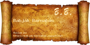 Babják Barnabás névjegykártya